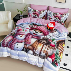 5Д спален комплект от 6 части с ластик- Розово еленче