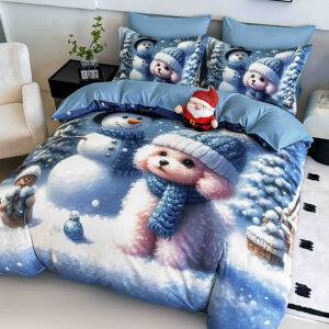 5Д спален комплект от 6 части с ластик -Коледно куче