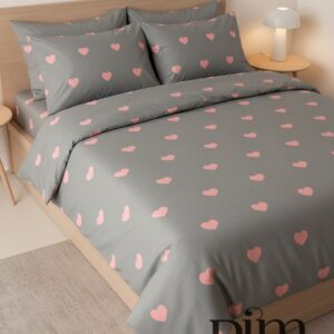 Спален комплект от 5 части с ластик - Сива любов